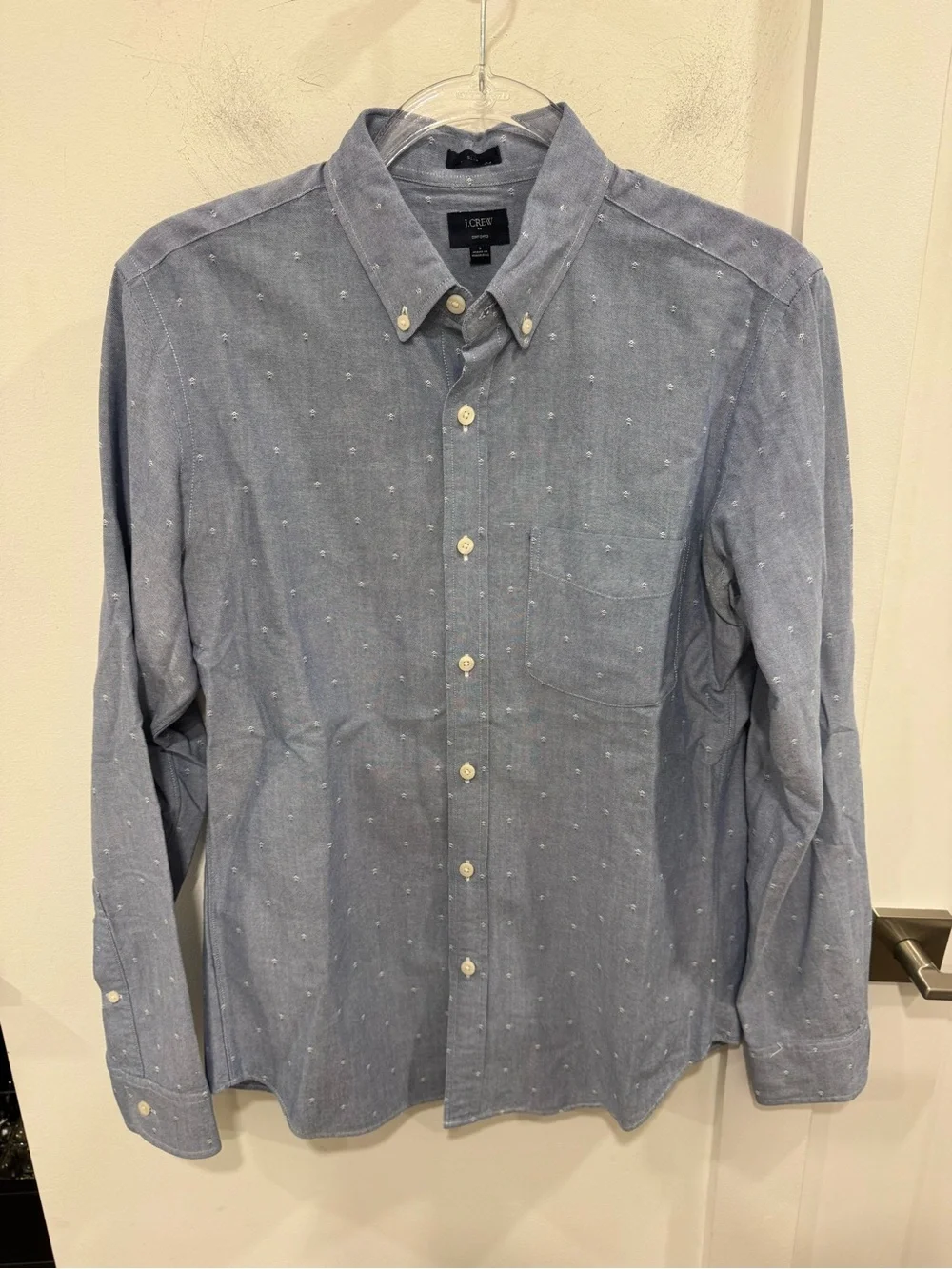 J. Crew Light Blue Dot Oxford Button-Down Shirt